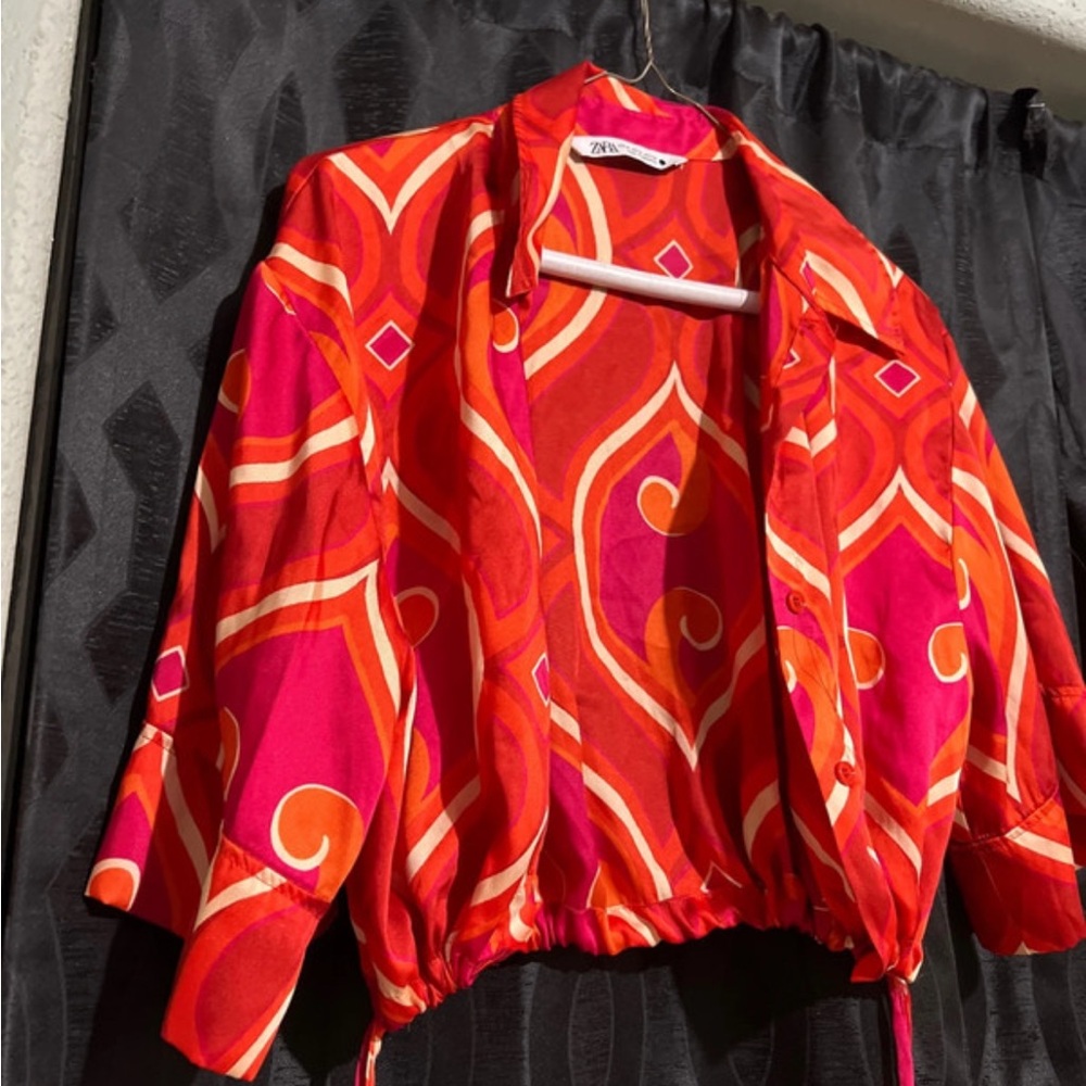 Zara Women's Vibrant Red and Pink Blazer